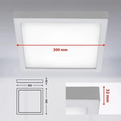 Briloner LED-Decken-& Wandlampe Fire Chrom Matt 21 W Neutralw. 30x30cm 7 Briloner LED-Decken-& Wandlampe Fire Chrom Matt 21 W Neutralw. 30x30cm – Bild 7