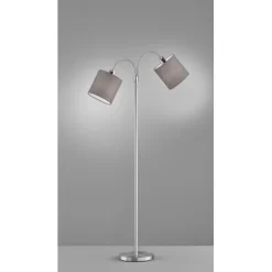 Fischer & Honsel Stehleuchte Cozy 2-flammig Nickelfarben/Grau -Lampe Geschäft 4003694403276 1546 A 10