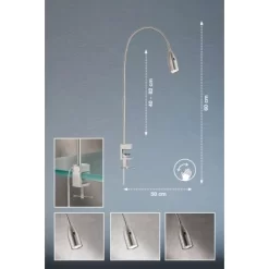 Fischer & Honsel LED-Klemmleuchte Sten Nickelfarben 40-80 Cm -Lampe Geschäft 4003694503754 1546 VM 09