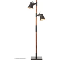 Brilliant Standleuchte Plow 2-flammig Schwarz Stahl Und Holz -Lampe Geschäft 4004353359712 4731 CU 03