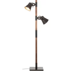 Brilliant Standleuchte Plow 2-flammig Schwarz Stahl Und Holz -Lampe Geschäft 4004353359712 4731 CU 05