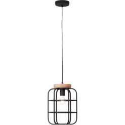 Brilliant Pendelleuchte Gwen 1-flammig Holz Und Schwarz Korund