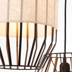 Brilliant Pendelleuchte Slope 3-flammig Schwarz Und Natur -Lampe Geschäft 4004353394652 4731 CU 03