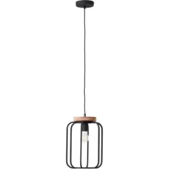 Brilliant Pendelleuchte Tosh 1-flammig Holz Und Schwarz Korund -Lampe Geschäft 4004353395338 4731 CU 02