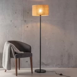 Brilliant Stehleuchte Aniela 1-flammig Schwarz Und Natur