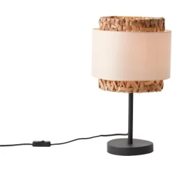 Brilliant Tischleuchte Waterlilly 45 Cm Schwarz Und Natur -Lampe Geschäft 4004353411953 4731 CU 03