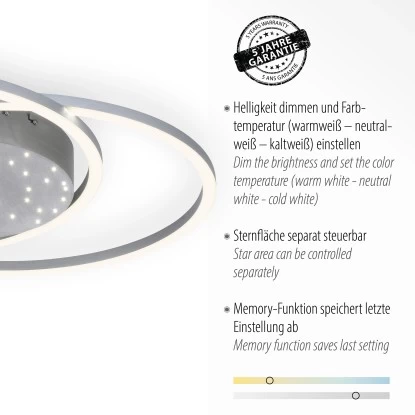 Paul Neuhaus LED-Deckenleuchte Yuki Stahlfarben 66,8 X 50 Cm 2 Paul Neuhaus LED-Deckenleuchte Yuki Stahlfarben 66,8 X 50 Cm – Bild 2