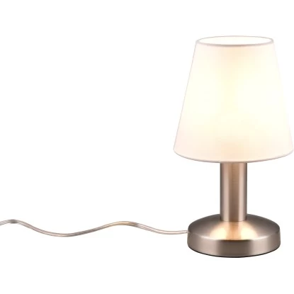 Trio Nachttischlampe Mats II Nickel Matt-Weiß Ø 14 Cm X 24 Cm 2 Trio Nachttischlampe Mats II Nickel Matt-Weiß Ø 14 Cm X 24 Cm – Bild 2