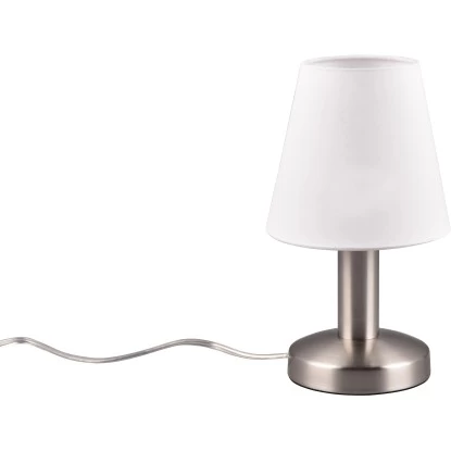 Trio Nachttischlampe Mats II Nickel Matt-Weiß Ø 14 Cm X 24 Cm 1 Trio Nachttischlampe Mats II Nickel Matt-Weiß Ø 14 Cm X 24 Cm