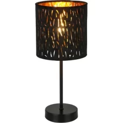 Globo Tischleuchte Tuxon Samt Schwarz-Gold 1-flammig Ø 15 Cm