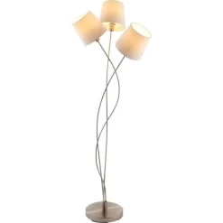 Nino Leuchten Stehleuchte Lima Nickel Matt 3-flammig