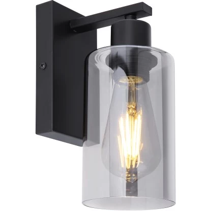 Globo Wandleuchte Hadera Metall Schwarz Matt Glas 1 Globo Wandleuchte Hadera Metall Schwarz Matt Glas