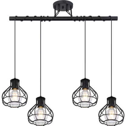 Globo Deckenleuchte Clastra 4-flammig Metall Schwarz Matt 4 Globo Deckenleuchte Clastra 4-flammig Metall Schwarz Matt – Bild 4