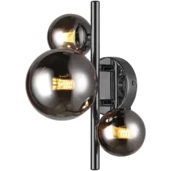 WOFI Wandlampe Villa Schwarz-Chrom 3 W