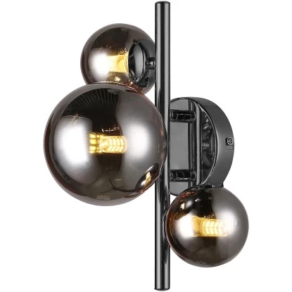 WOFI Wandlampe Villa Schwarz-Chrom 3 W 1 WOFI Wandlampe Villa Schwarz-Chrom 3 W