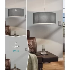 Eglo Hängeleuchte Pasteri 1-flammig Grau-Nickel Matt Ø 530mm E27 60 W