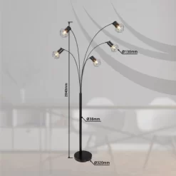 Globo Stehlampe Priska 5-flammig Schwarz Matt 740 X 800 X 2040 Mm 17 Globo Stehlampe Priska 5-flammig Schwarz Matt 740 X 800 X 2040 Mm -Lampe Geschäft 9007371417520 3749 S 07