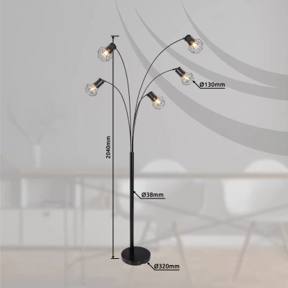 Globo Stehlampe Priska 5-flammig Schwarz Matt 740 X 800 X 2040 Mm 8 Globo Stehlampe Priska 5-flammig Schwarz Matt 740 X 800 X 2040 Mm – Bild 8