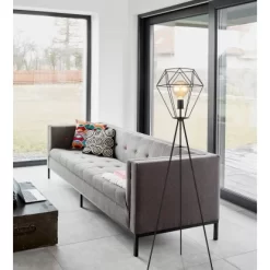 Globo Stehlampe Priska 1-flammig Schwarz Matt 690 X 1600 Mm