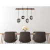 Globo Pendelleuchte Blacky 4-flammig Schwarz Holz Rauchfarben 100x18,5x140 Cm