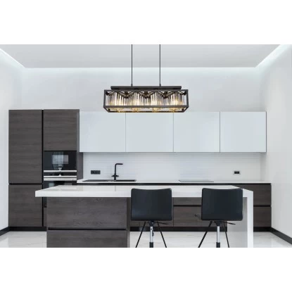 Globo Pendelleuchte Mathilde 4-flammig Schwarz Matt Rauchfarben 68 X 17 X 120 Cm 1 Globo Pendelleuchte Mathilde 4-flammig Schwarz Matt Rauchfarben 68 X 17 X 120 Cm