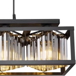 Globo Pendelleuchte Mathilde 4-flammig Schwarz Matt Rauchfarben 68 X 17 X 120 Cm 19 Globo Pendelleuchte Mathilde 4-flammig Schwarz Matt Rauchfarben 68 X 17 X 120 Cm -Lampe Geschäft 9007371430116 3749 CU 01