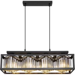 Globo Pendelleuchte Mathilde 4-flammig Schwarz Matt Rauchfarben 68 X 17 X 120 Cm 13 Globo Pendelleuchte Mathilde 4-flammig Schwarz Matt Rauchfarben 68 X 17 X 120 Cm -Lampe Geschäft 9007371430116 3749 S 04