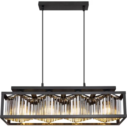 Globo Pendelleuchte Mathilde 4-flammig Schwarz Matt Rauchfarben 68 X 17 X 120 Cm 4 Globo Pendelleuchte Mathilde 4-flammig Schwarz Matt Rauchfarben 68 X 17 X 120 Cm – Bild 4