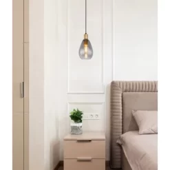 Globo Pendelleuchte Fanni 1-flammig Schwarz Matt-Rauchfarben 150 X 1200 Mm