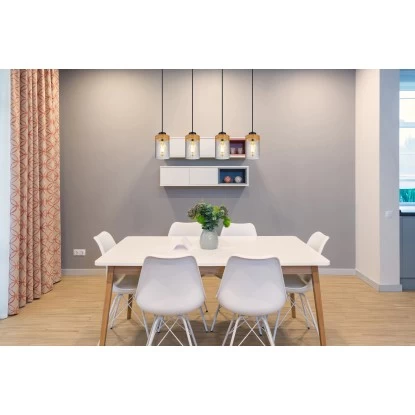 Globo Pendelleuchte Finca 4-flammig Schwarz Matt-Rauchfarben 820 X 100 X 1500 Mm