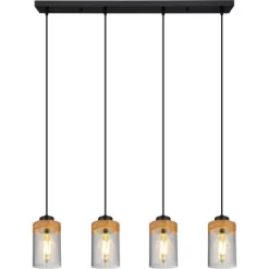 Globo Pendelleuchte Finca 4-flammig Schwarz Matt-Rauchfarben 820 X 100 X 1500 Mm -Lampe Geschäft 9007371436705 3749 S 03