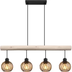 Globo Pendelleuchte Paulo 4-flammig Schwarz Matt 820 X 130 X 1200 Mm -Lampe Geschäft 9007371438235 3749 4