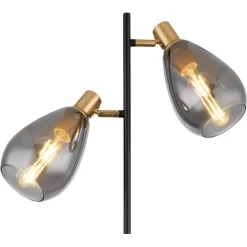 Globo Stehlampe Fanni 2-flammig Schwarz Matt-Rauchfarben 340 X 250 X 1600 Mm -Lampe Geschäft 9007371439799 3749 CU 02