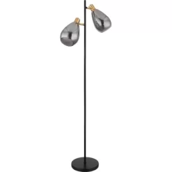 Globo Stehlampe Fanni 2-flammig Schwarz Matt-Rauchfarben 340 X 250 X 1600 Mm -Lampe Geschäft 9007371439799 3749 S 02