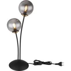 Globo Tischlampe Jorge 2-flammig Schwarz Matt-Rauchfarben 190 X 150 X 480 Mm -Lampe Geschäft 9007371440184 3749 S 03