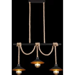 Globo Pendelleuchte Diana 3-flammig Schwarz Matt 825 X 220 X 1200 Mm -Lampe Geschäft 9007371442119 3749 S 05