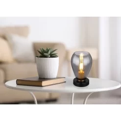 Globo Tischlampe Fanni 1-flammig Schwarz Matt-Rauchfarben 150 X 235 Mm