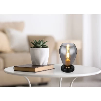 Globo Tischlampe Fanni 1-flammig Schwarz Matt-Rauchfarben 150 X 235 Mm 1 Globo Tischlampe Fanni 1-flammig Schwarz Matt-Rauchfarben 150 X 235 Mm