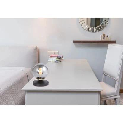 Globo Tischlampe Jorge 1-flammig Schwarz Matt-Rauchfarben 100 X 130 Mm 2 Globo Tischlampe Jorge 1-flammig Schwarz Matt-Rauchfarben 100 X 130 Mm – Bild 2