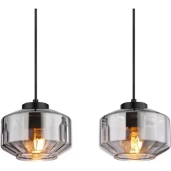 Globo Pendelleuchte 4-flammig Schwarz Matt-Rauchfarben 960 X 180 X 1200 Mm -Lampe Geschäft 9007371444359 3749 3