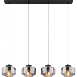Globo Pendelleuchte 4-flammig Schwarz Matt-Rauchfarben 960 X 180 X 1200 Mm -Lampe Geschäft 9007371444359 3749 4
